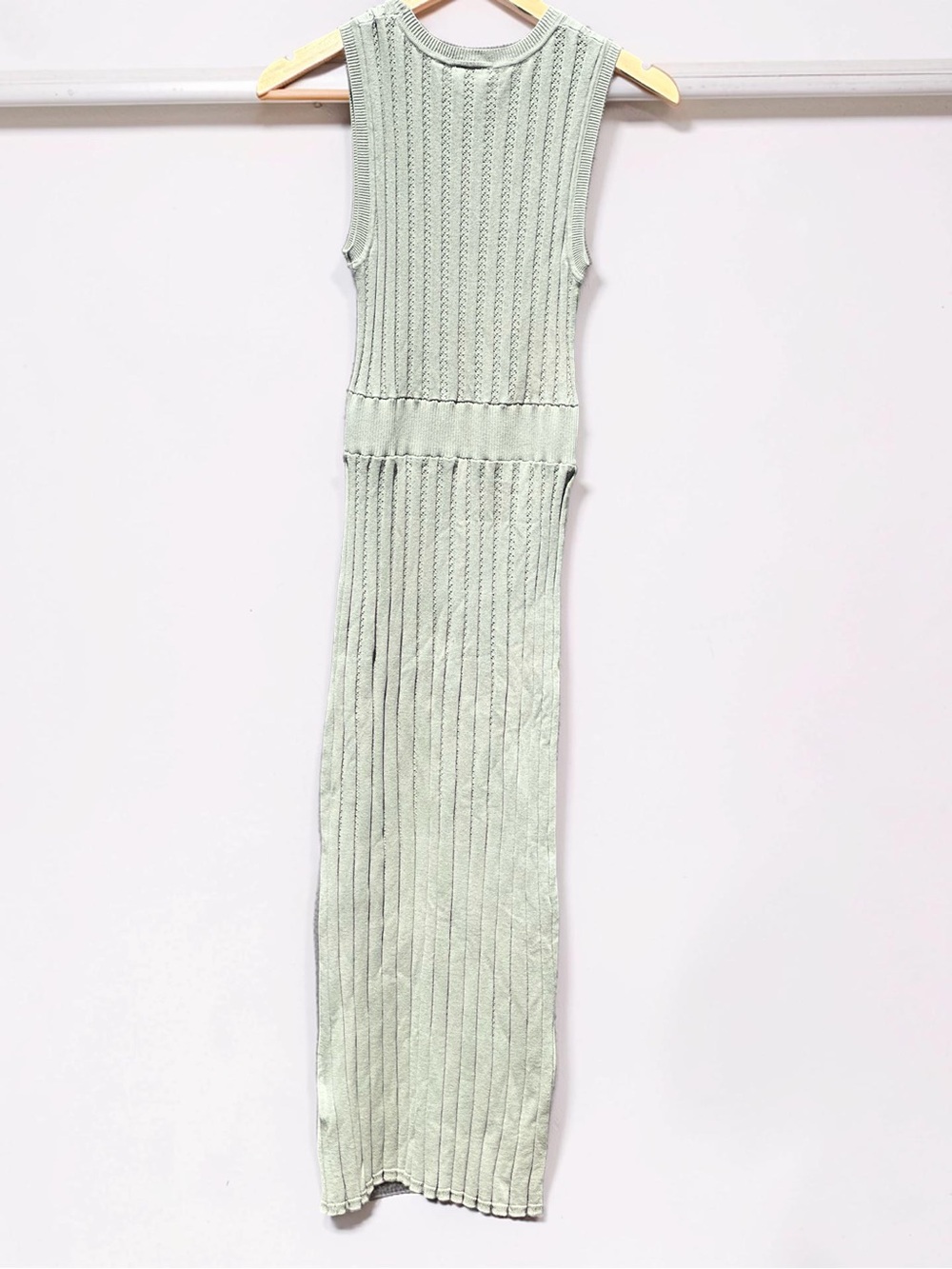 Varley Florian Knit Dress in a sage green color called Seagrass - Picture 15 of 16